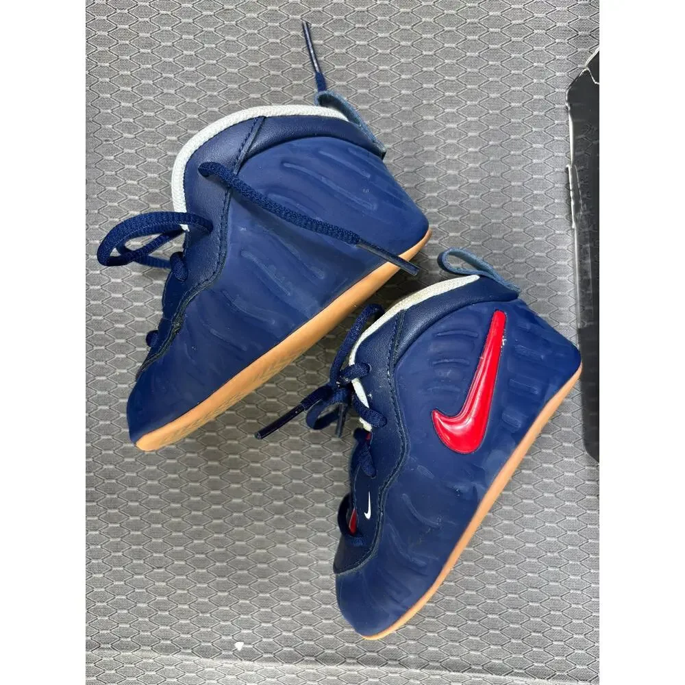 Nike Lil' Posite Pro Shoes Toddler Size 4C Blue Red Lace Up 643145-405 Sneakers